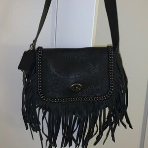 Crossbody Coach Dakotah Black Fringe Bag
